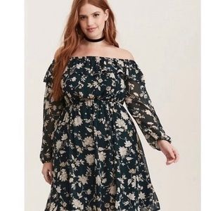 Torrid Emerald floral skater dress